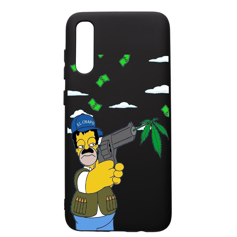 Husa de protectie Samsung Galaxy A70, Narcos Simpsons, silicon, cu interiorul din material textil, protectie camera, PB441
