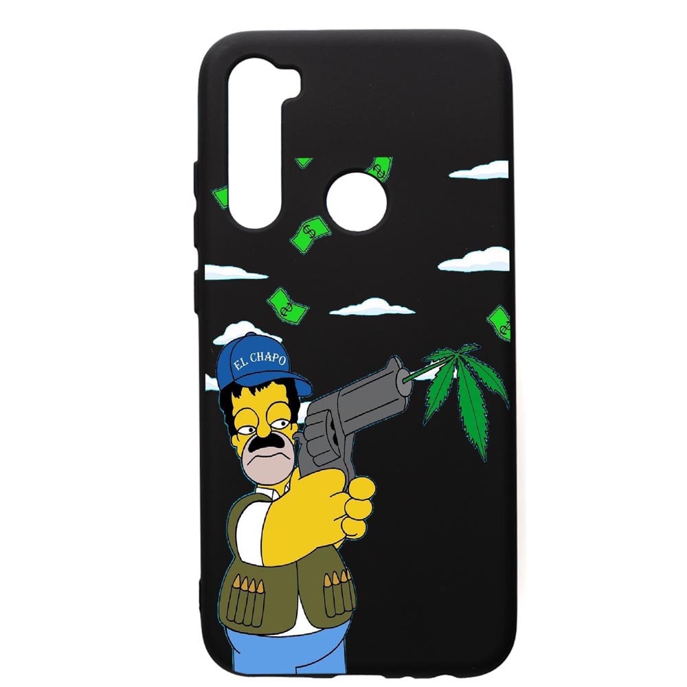 Husa de protectie Xiaomi Redmi Note 8, Narcos Simpsons, silicon, cu interiorul din material textil, protectie camera, PB441