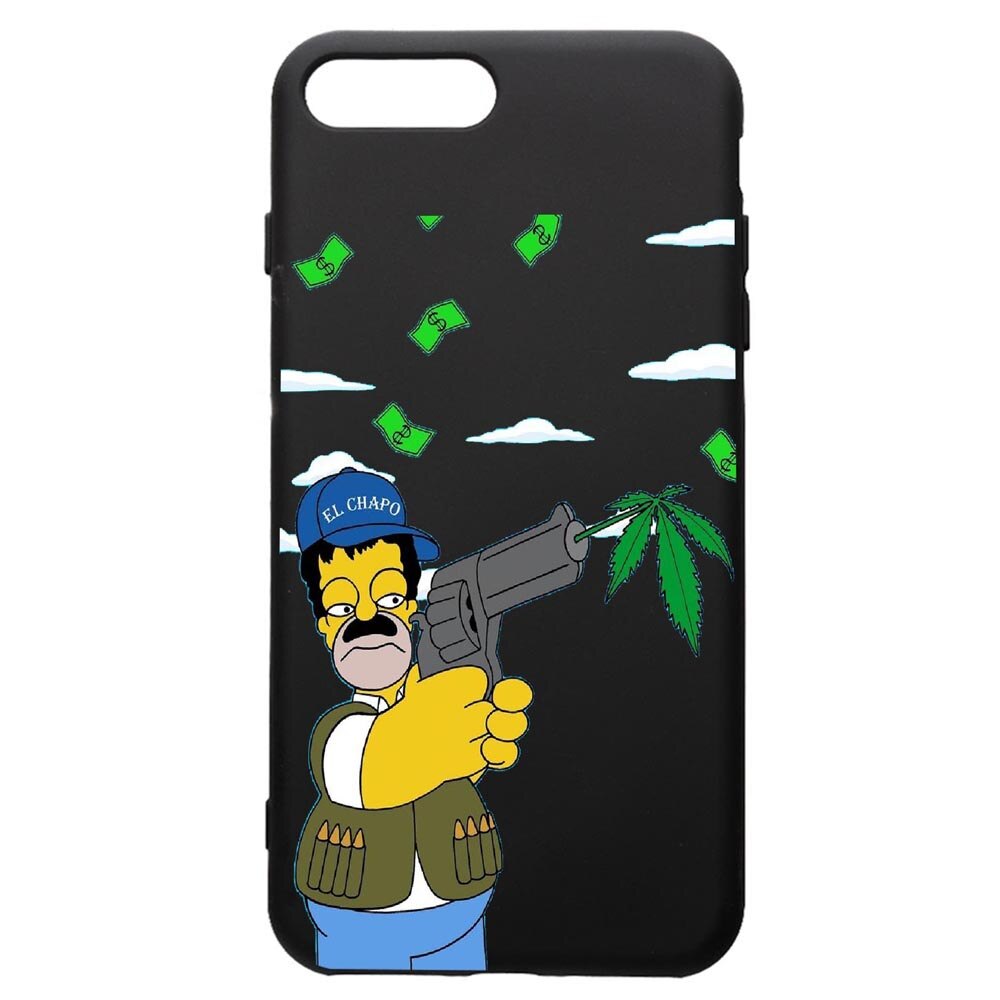 Husa de protectie Apple iPhone 8 Plus / iPhone 7 Plus, Narcos Simpsons, silicon, cu interiorul din material textil, protectie camera, PB441
