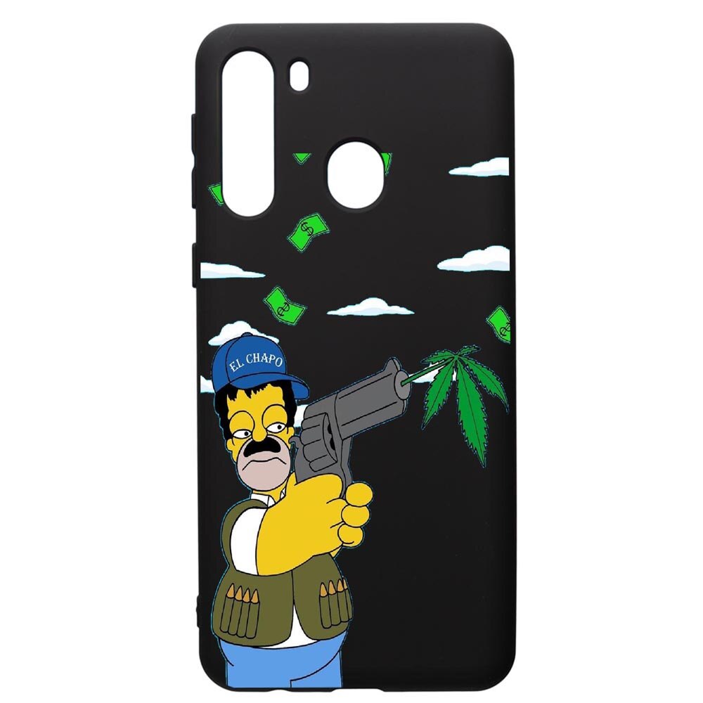 Husa de protectie Samsung Galaxy A21S, Narcos Simpsons, silicon, cu interiorul din material textil, protectie camera, PB441