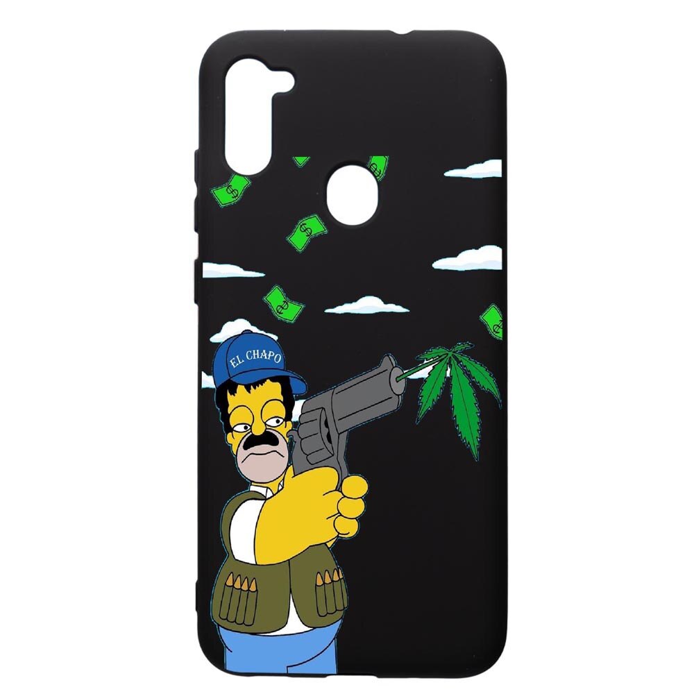 Husa de protectie Samsung Galaxy A11, Narcos Simpsons, silicon, cu interiorul din material textil, protectie camera, PB441