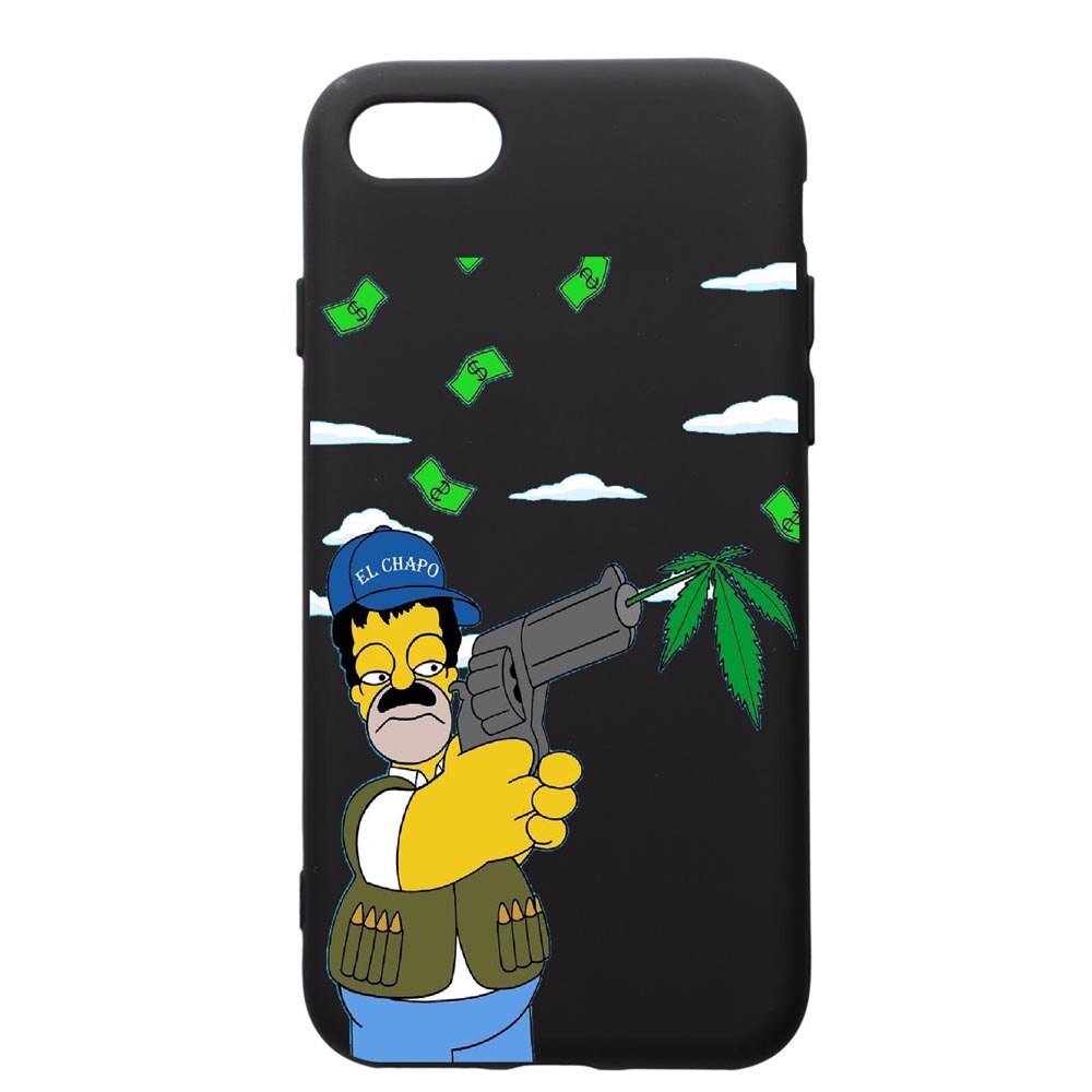 Husa de protectie Apple iPhone SE 2 / iPhone 8 / iPhone 7, Narcos Simpsons, silicon, cu interiorul din material textil, protectie camera, PB441