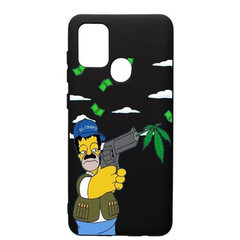 Husa de protectie Samsung Galaxy A21, Narcos Simpsons, silicon, cu interiorul din material textil, protectie camera, PB441 Husa de protectie Samsung Galaxy A21, Narcos Simpsons, silicon, cu interiorul din material textil, protectie camera, PB441