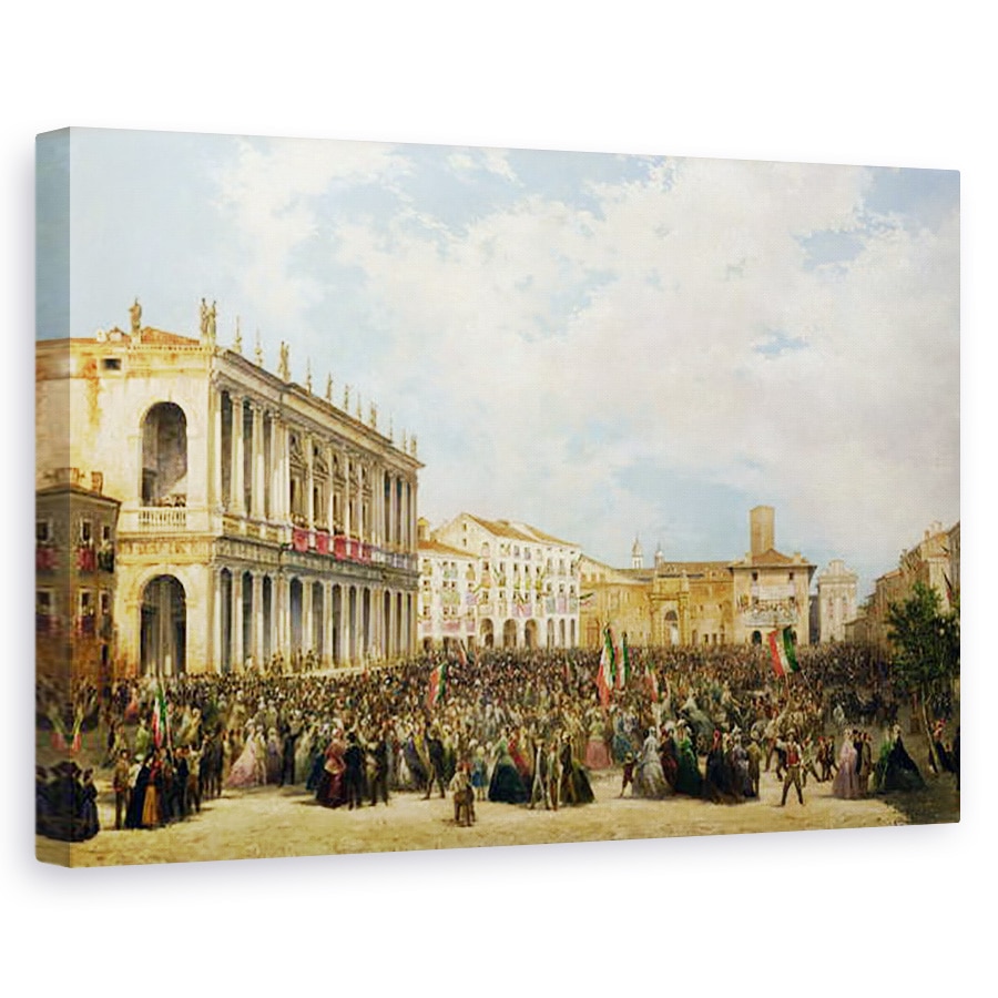 Tablou canvas - Orsola Faccioli Licata - Victor Emmanuel al II-lea se arata oamenilor din Vicenza de la balconul Palazzo Chiericati, 80 x 120cm