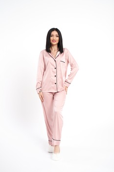 Pijama Divide satin de matase, Roz Pijama Divide satin de matase, Roz