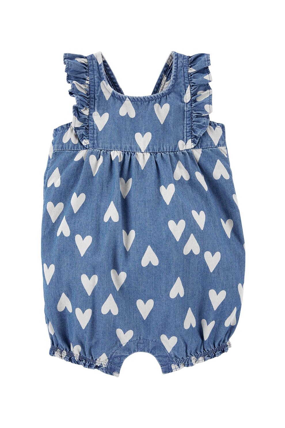 Carter's, Salopeta scurta cu volane, Albastru lavanda/Alb prafuit, 61-67 CM