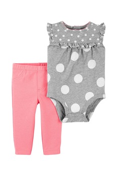 Carter's, Set de imbracaminte - 2 piese, fete, cu buline, Gri/alb/roz pastel, Gri/alb/roz pastel Carter's, Set de imbracaminte - 2 piese, fete, cu buline, Gri/alb/roz pastel, Gri/alb/roz pastel