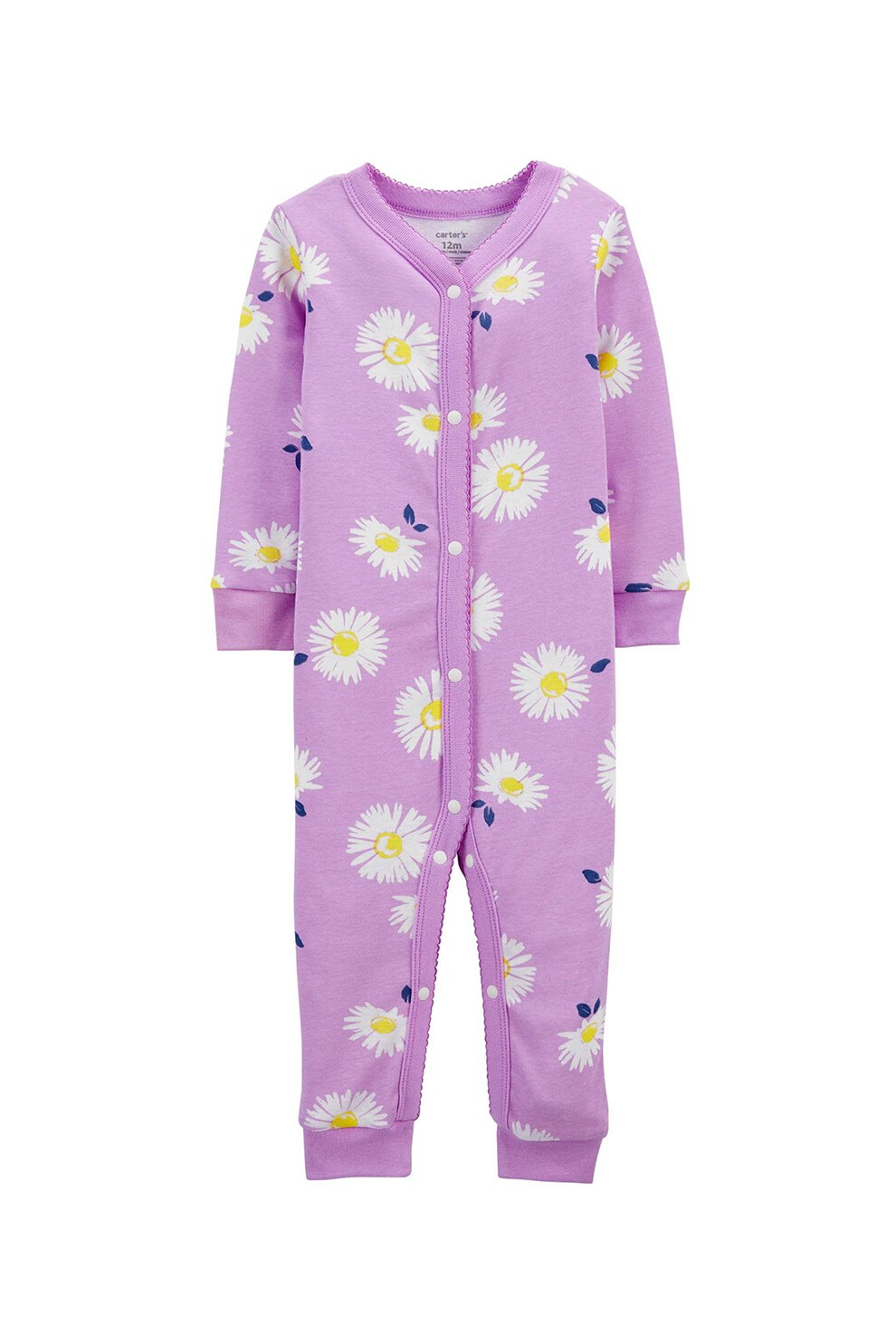 Carter's, Pijama cu model floral, Lila/Alb/Galben