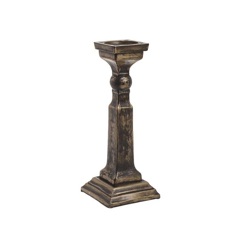 Suport lumanare din sticla, gold-black, 15 x 15 x 38 cm