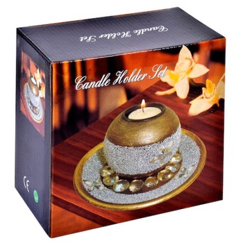 Set candela ornamentala mpg cu baza din lemn, 16 cm Set candela ornamentala mpg cu baza din lemn, 16 cm