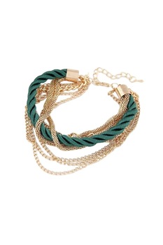 Bratara dama, AW, textil/aliaj metalic, reglabila, Verde Bratara dama, AW, textil/aliaj metalic, reglabila, Verde