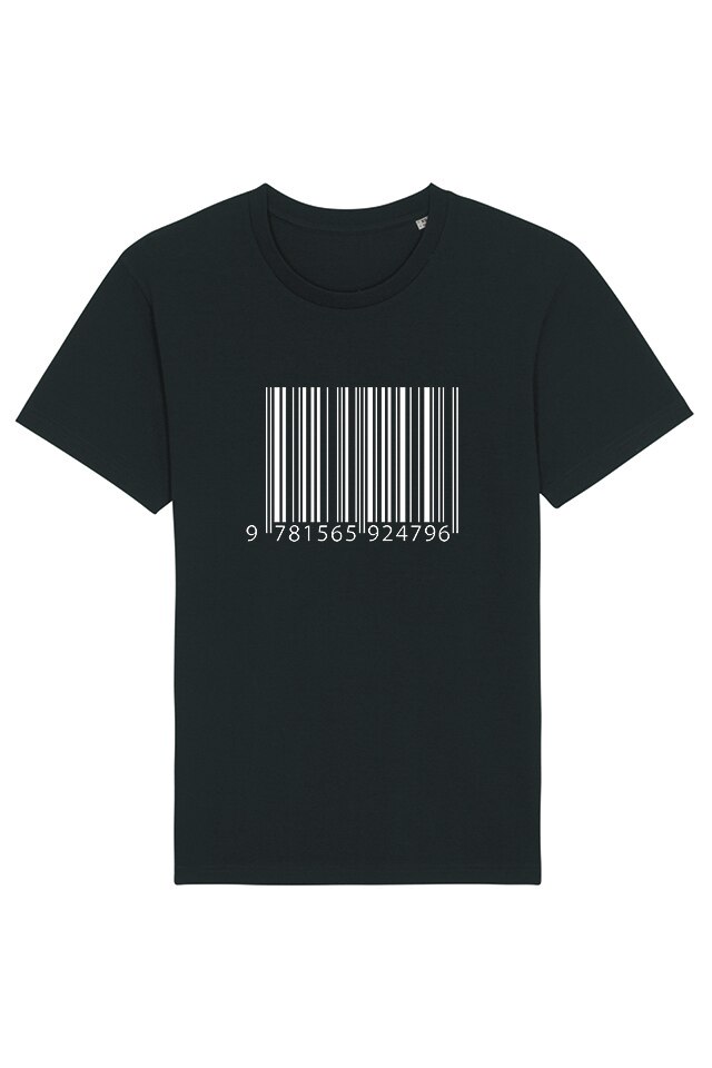 Tricou Smart Wear, ilustratie Cod de Bare, din bumbac 100% Organic, hipoalergenic, certificat GOTS, masculin, Negru