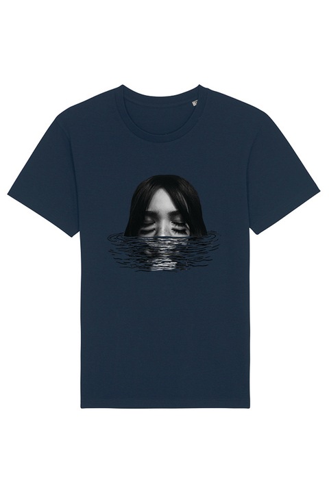 Тениска Smart Wear, илюстрация на Illusion Girl, изработена от 100% органичен памук, хипоалергенна, GOTS сертифицирана, мъжка, Тъмносин, M