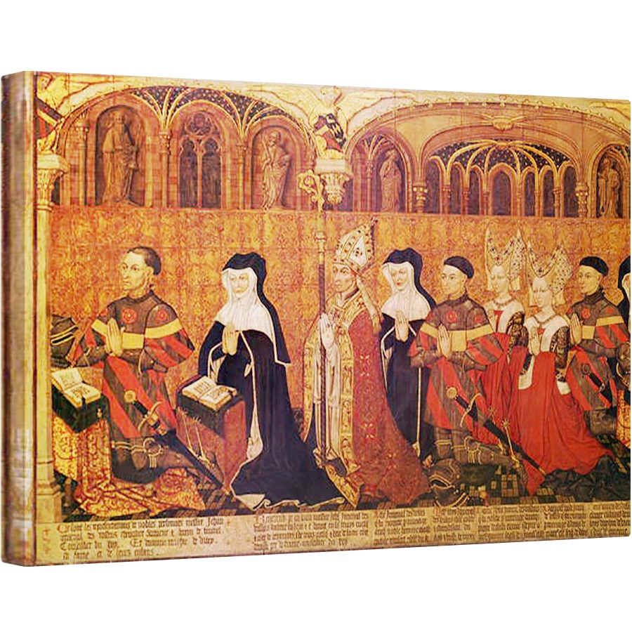 Tablou canvas - Scoala franceza - Jean I Jouvenel des Ursins 1360-1431 impreuna cu sotia sa, Michelle de Vitry d.1456 si familia lor, 40 x 60 cm