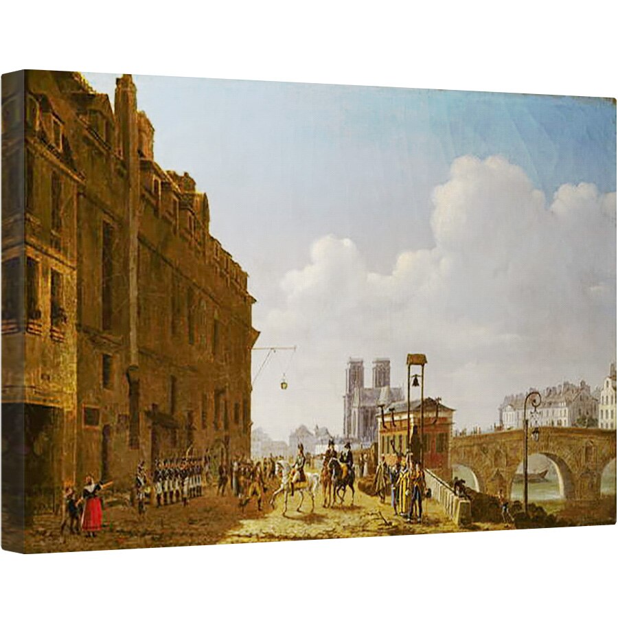 Tablou canvas - Etienne Bouhot - imparatul Napoleon viziteaza piata Eu-de-vie pe Quai Bercy pe 8 februarie 1811, 40 x 60 cm