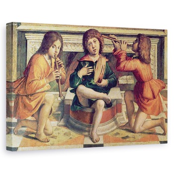Tablou canvas - Bartolomeo Montagna - Trei muzicieni ingeri, 80 x 120cm Tablou canvas - Bartolomeo Montagna - Trei muzicieni ingeri, 80 x 120cm