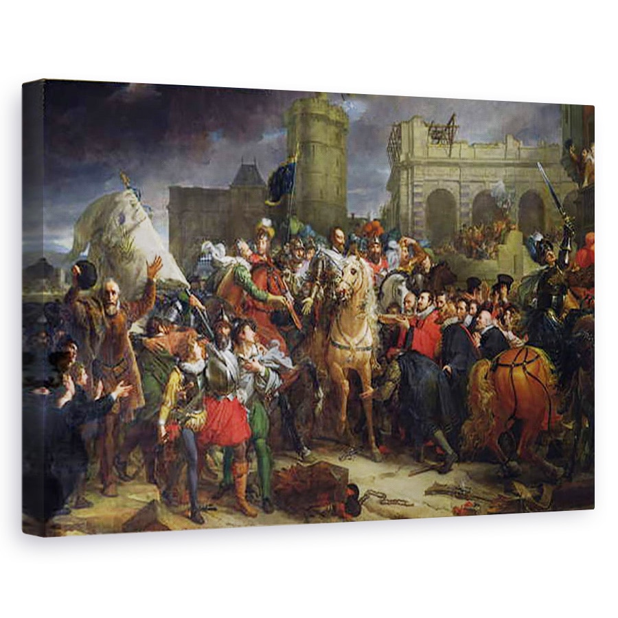 Tablou canvas - Baron Gerard, Francois Pascal Simon - Intrarea lui Henri IV 1553-1610 in Paris, 80 x 120cm