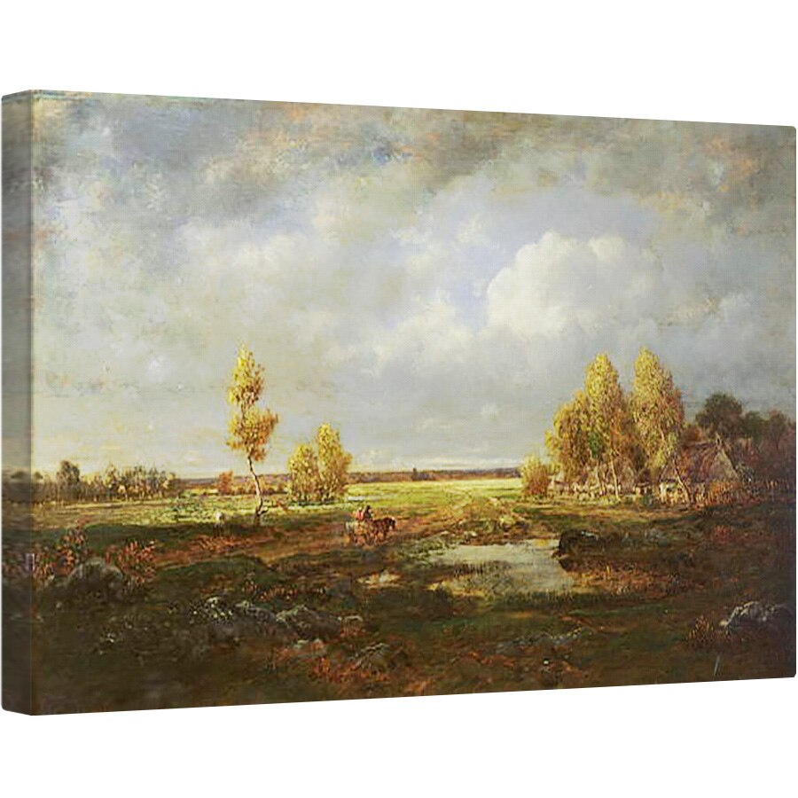 Tablou canvas - Theodore Rousseau - Iaz langa drum, ferma in Le Berry, 80 x 120cm