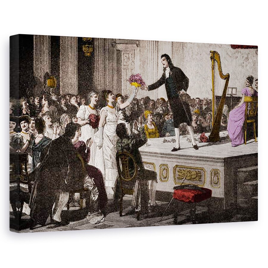 Tablou canvas - Annibale Gatti - Niccolo Paganini 1792-1840 primele triumfuri - Woodcut dupa pictura de Annibale Gatti, 60 x 90 cm