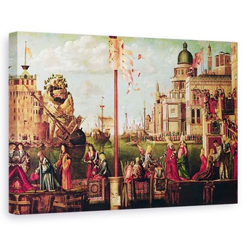 Tablou canvas - Vittore Carpaccio - Detaliu al intalnirii lui Etherius si Ursula si plecarea pelerinilor, din ciclul St Ursula, 60 x 90 cm Tablou canvas - Vittore Carpaccio - Detaliu al intalnirii lui Etherius si Ursula si plecarea pelerinilor, din ciclul St Ursula, 60 x 90 cm