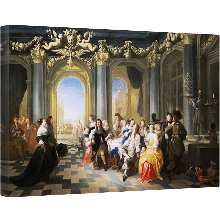 Tablou canvas - Hieronymus Janssens - O sarbatoare intr-un interior, 80 x 120cm