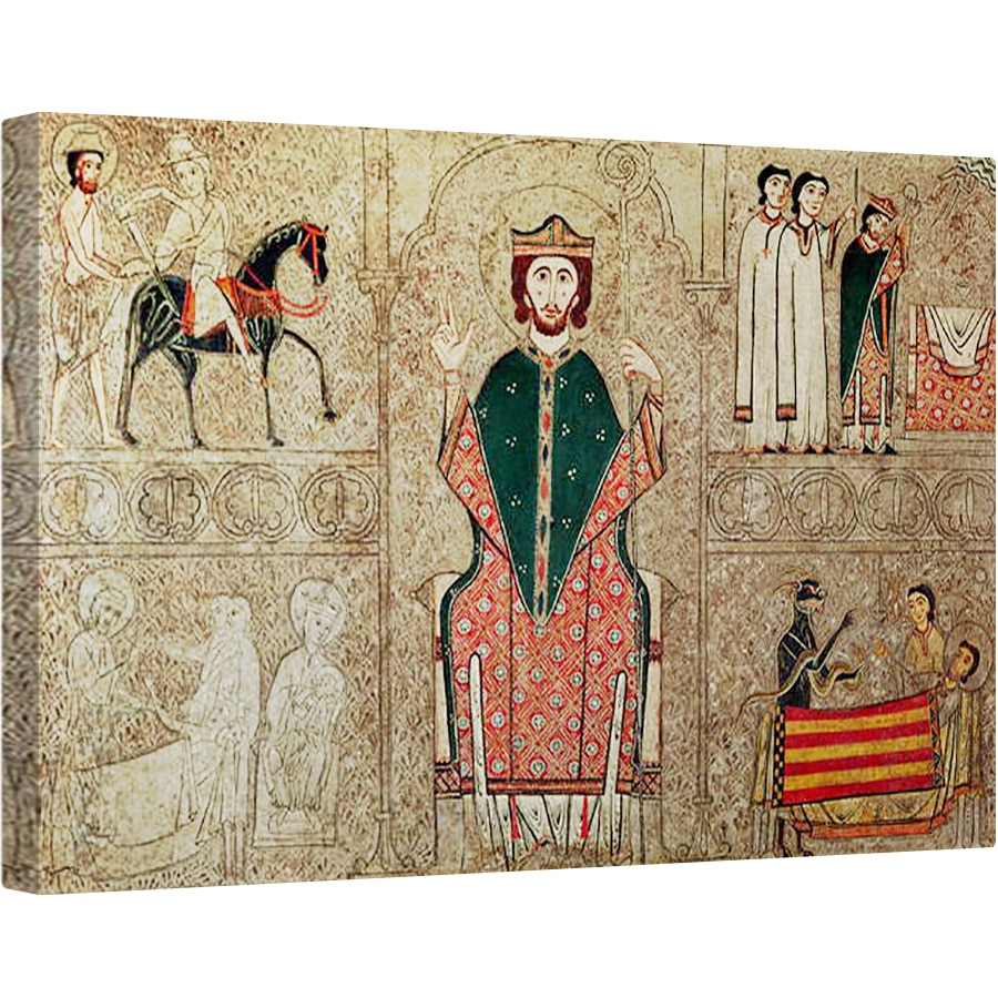 Tablou canvas - Ribagorça Workshop Johannes Pintor - Altarul frontal de la Biserica Sfantul Martin, Chia, Spania, reprezentand Sfantul Martin de Tours si patru scene din viata sa, 40 x 60 cm