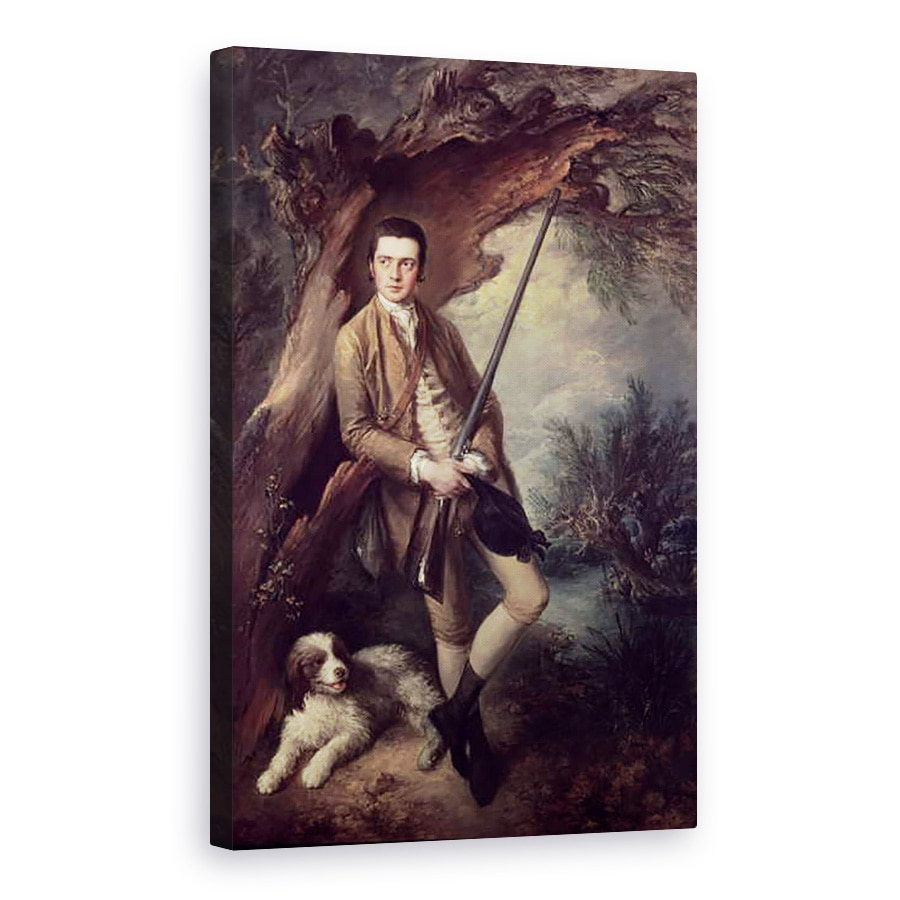 Tablou canvas - Thomas Gainsborough - William Poyntz de Midgham si cainele sau Amber, 60 x 90 cm