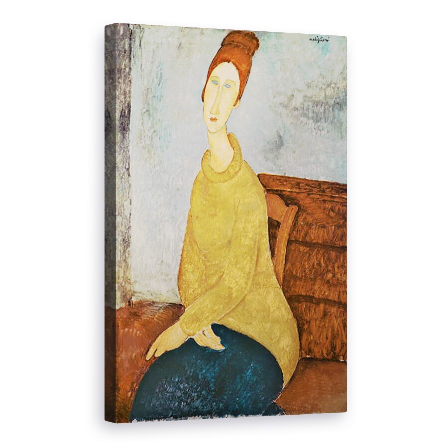 Tablou canvas - Amedeo Modigliani - Jeanne Hebuterne intr-un Jumper galben, 80 x 120cm