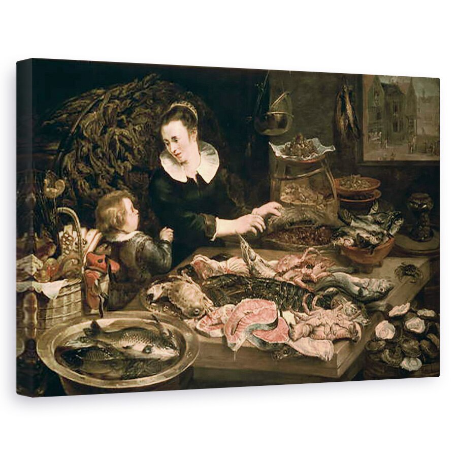 Tablou canvas - Frans Snyders - Negustorul de peste, 80 x 120cm