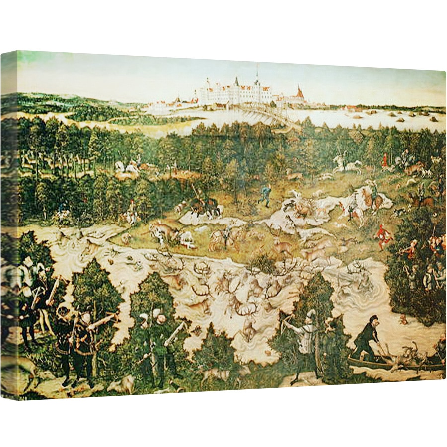 Tablou canvas - Lucas Cranach the Elder - Vanatoarea in onoarea imparatului Carol al V-lea langa Castelul Hartenfels, Torgau, 80 x 120cm