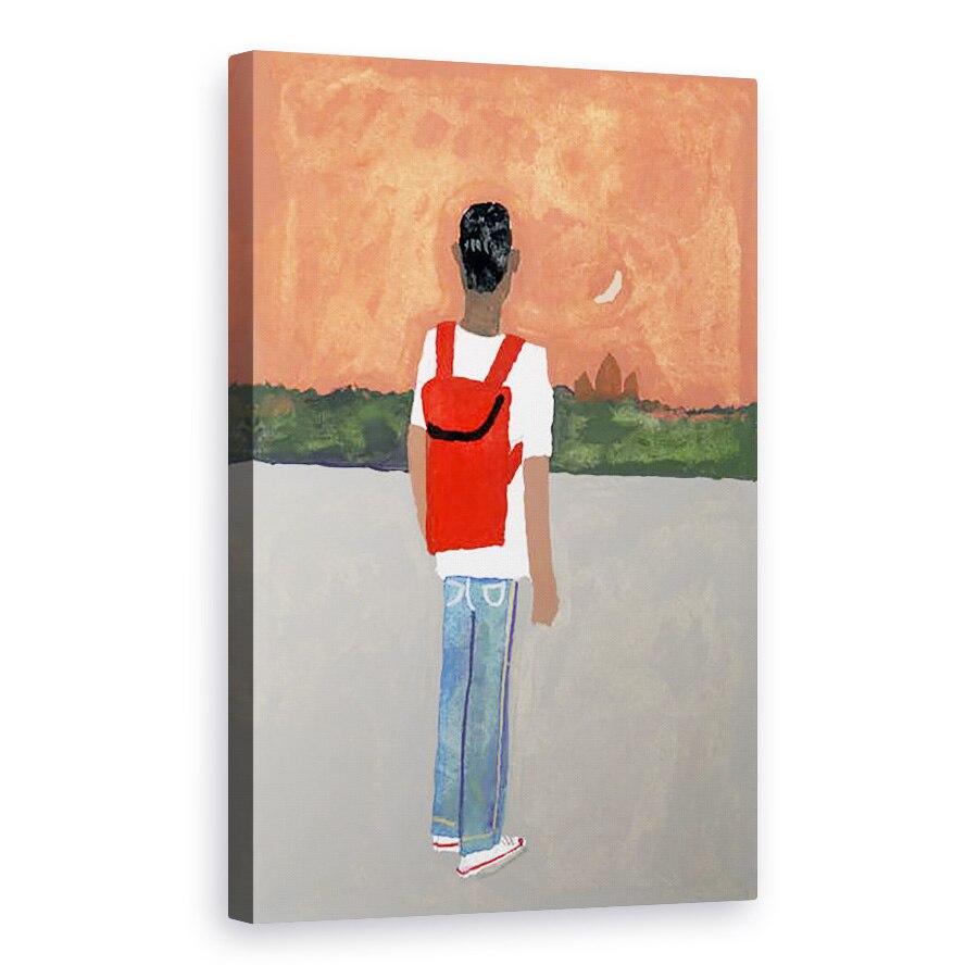 Tablou canvas - Hiroyuki Izutsu - Un calator care transporta un rucsac rosu,2016, 80 x 120cm