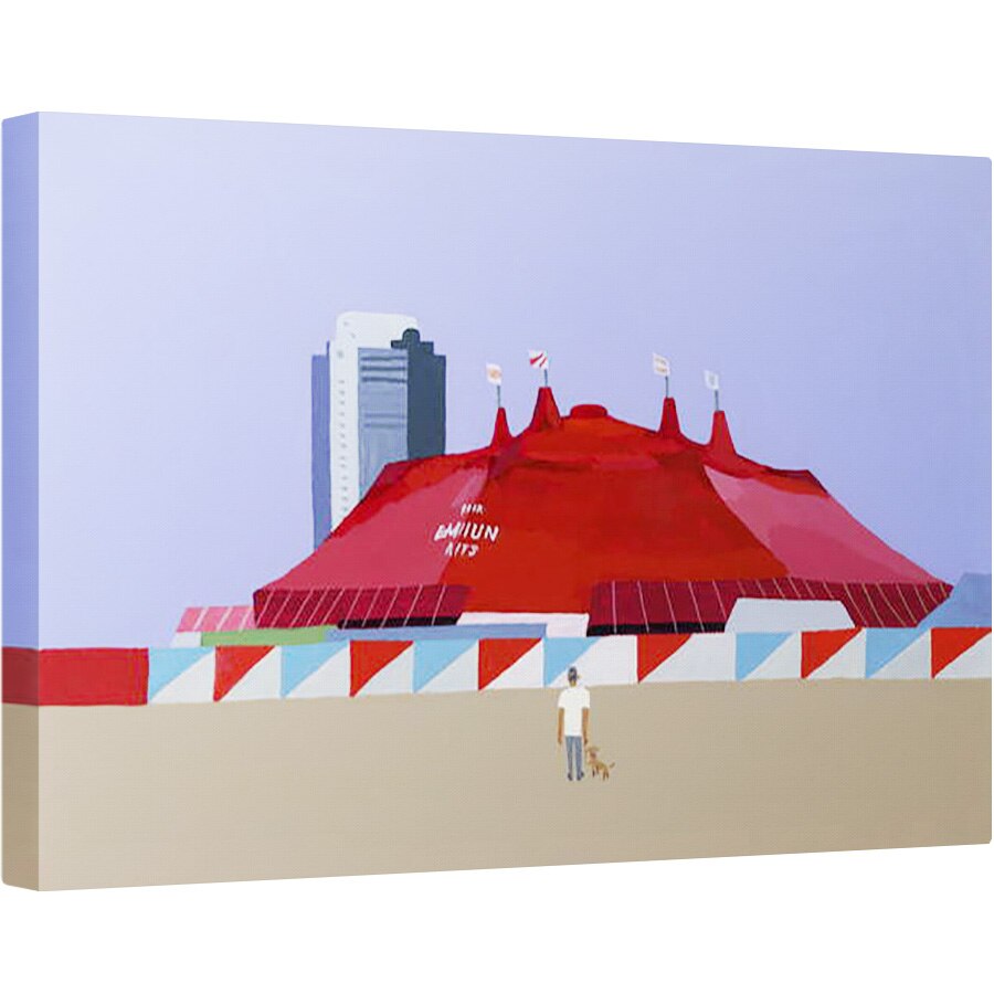 Tablou canvas - Hiroyuki Izutsu - Un om cu un cort de circ si un caine. 2014, 80 x 120cm