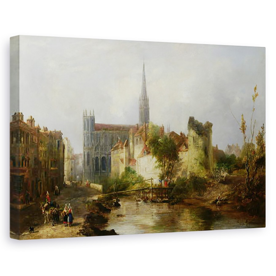 Tablou canvas - William Fowler - Vedere a Bisericii Sfantul Petru, Caen, 80 x 120cm