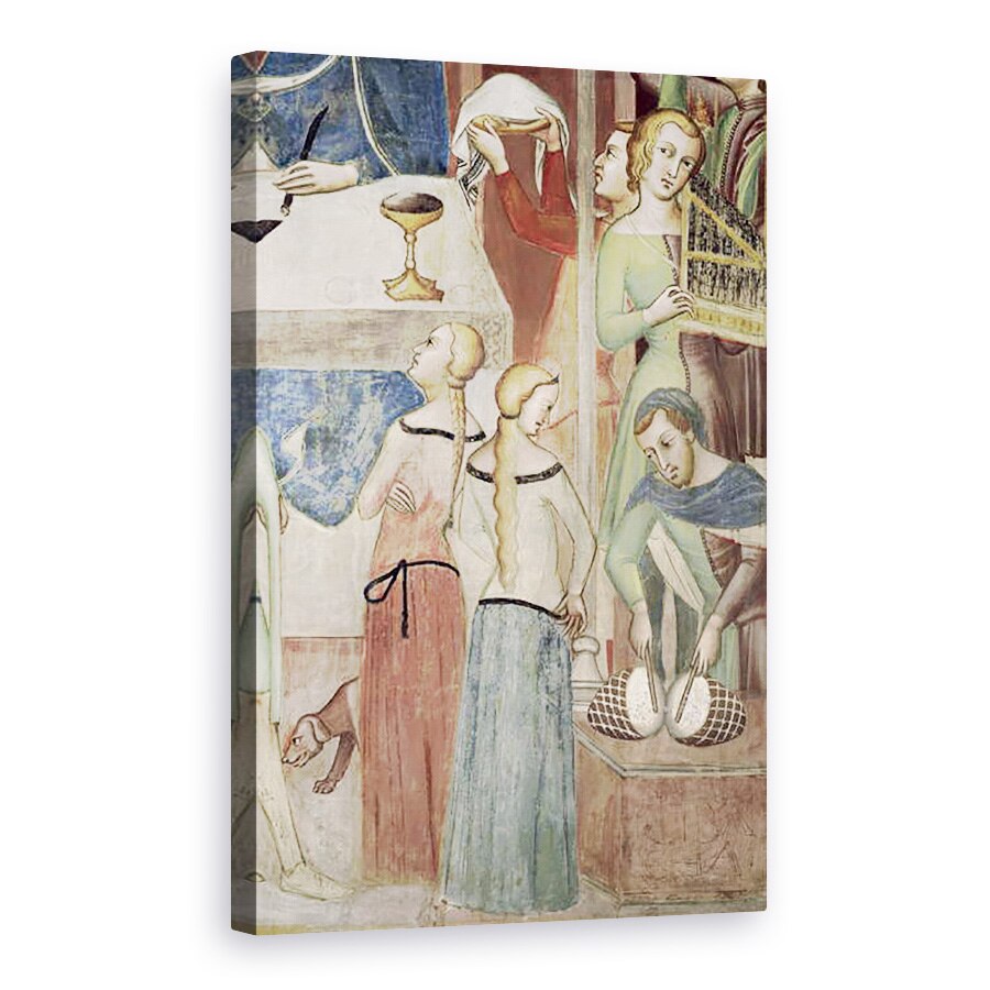 Tablou canvas - also Manfredi de Battilori Bartolo di Fredi - Satana ii cere lui Dumnezeu sa-l ispiteasca pe Iov, detalii despre muzicieni, 60 x 90 cm