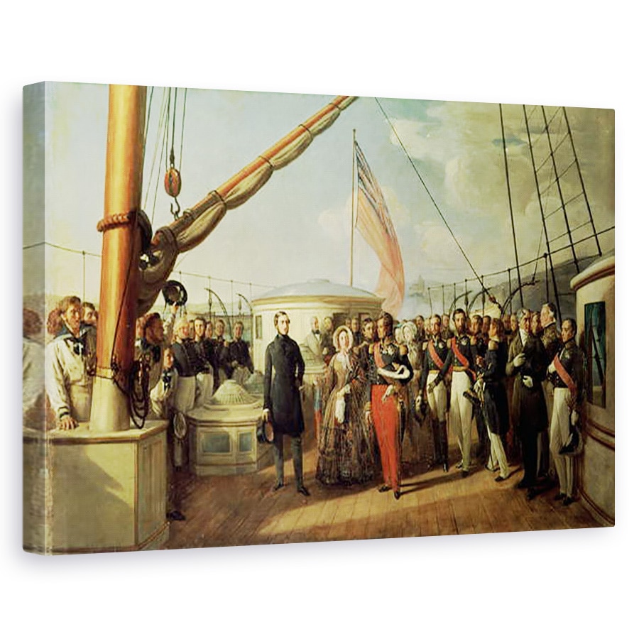 Tablou canvas - Francois Auguste Biard - intalnire intre Ludovic Filip I 1773-1850 si Regina Victoria 1819-1901 la Le Treport, 2 septembrie 1843, 80 x 120cm