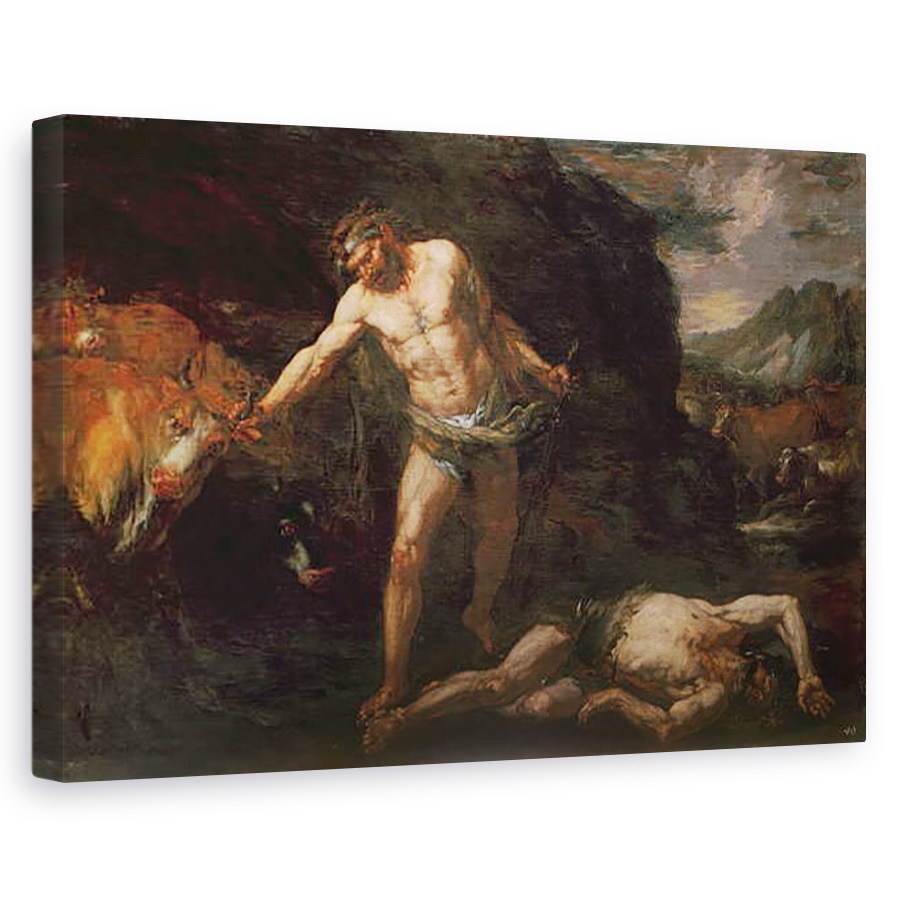 Tablou canvas - Giambattista Langetti - Hercule il ucide pe uriasul Cacus si ii fura vitele lui Geryon, 80 x 120cm