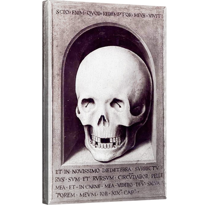 Tablou canvas - Hans Memling - Craniul, panoul din dreapta se inverseaza de la Triptic al vanitatii pamantesti si al Mantuirii Divine, 60 x 90 cm