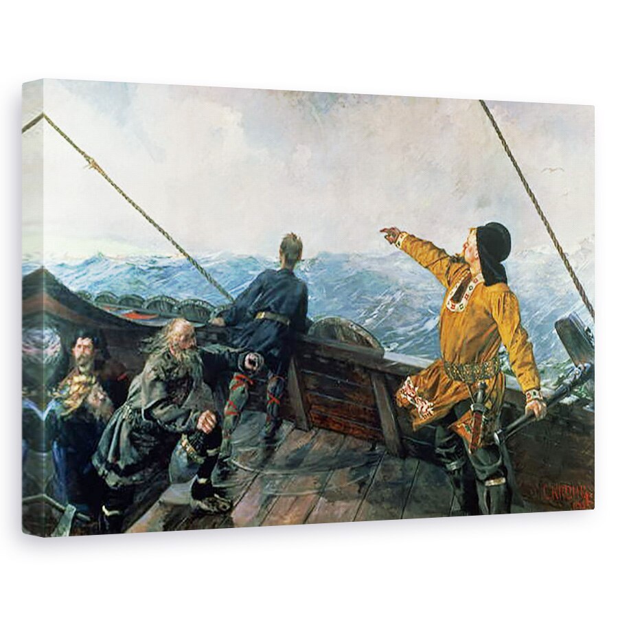 Tablou canvas - Christian Krohg - Leif Erikson secolul al X-lea obiective turistice teren in America, 60 x 90 cm