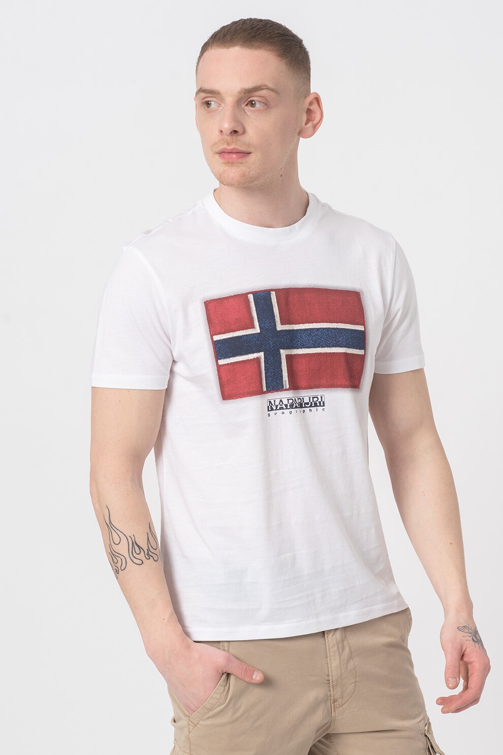 Napapijri, Tricou cu logo Sirol, Alb