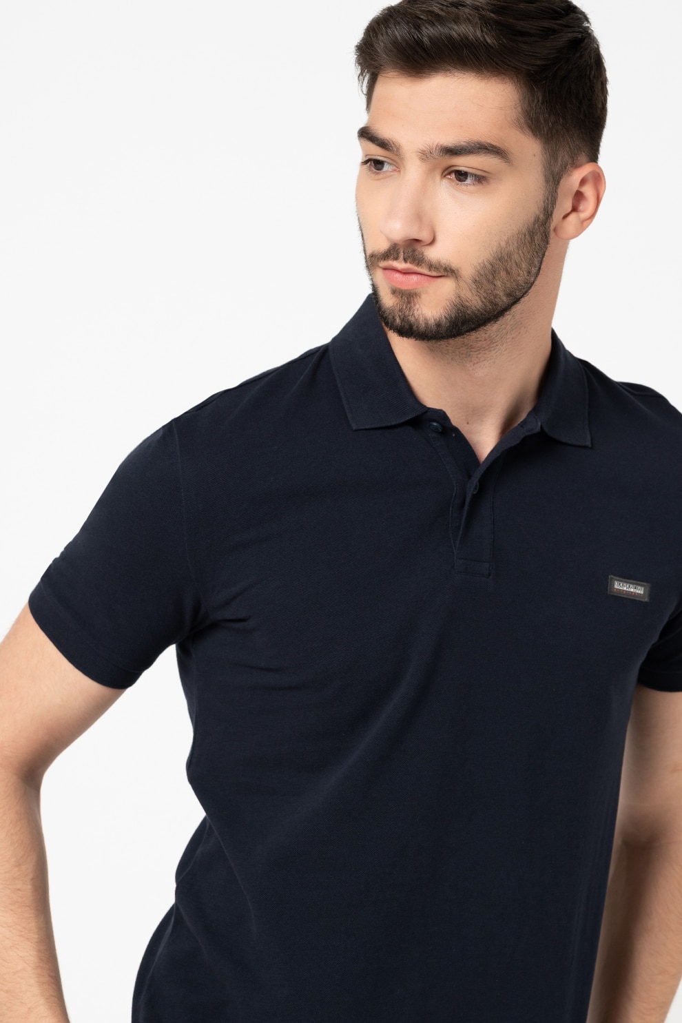 Napapijri, Tricou polo cu logo Taly, Bleumarin inchis, S