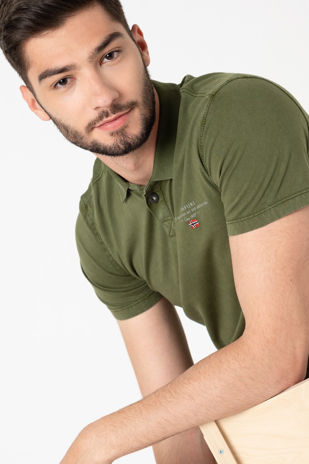 Napapijri, Tricou polo de bumbac Eli, Verde, S