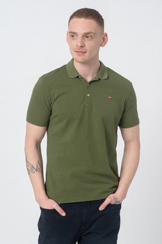 Napapijri, Tricou polo cu logo mic brodat Ealis, Verde, 3XL Napapijri, Tricou polo cu logo mic brodat Ealis, Verde, 3XL