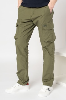 Napapijri, Pantaloni cargo cu talie medie Mori, Verde militar, 31 Napapijri, Pantaloni cargo cu talie medie Mori, Verde militar, 31