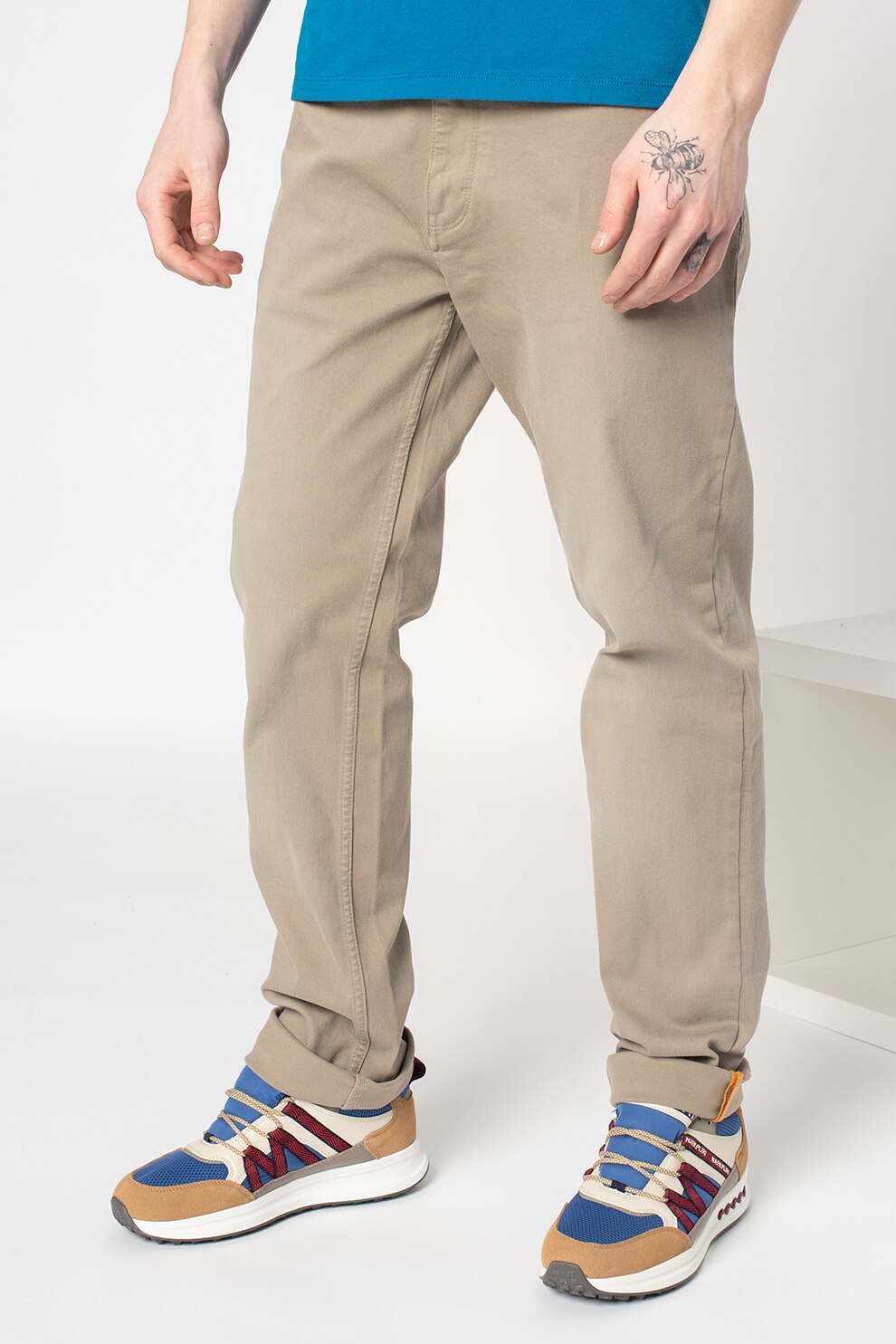 Napapijri, Pantaloni cu talie medie si 5 buzunare Meros, Kaki, 40