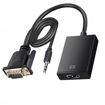 Adaptor convertor VGA la HDMI Techone® VGAHD-02, cu cablu sunet, FullHD, HDPC, alimentare micro USB, negru Adaptor convertor VGA la HDMI Techone® VGAHD-02, cu cablu sunet, FullHD, HDPC, alimentare micro USB, negru