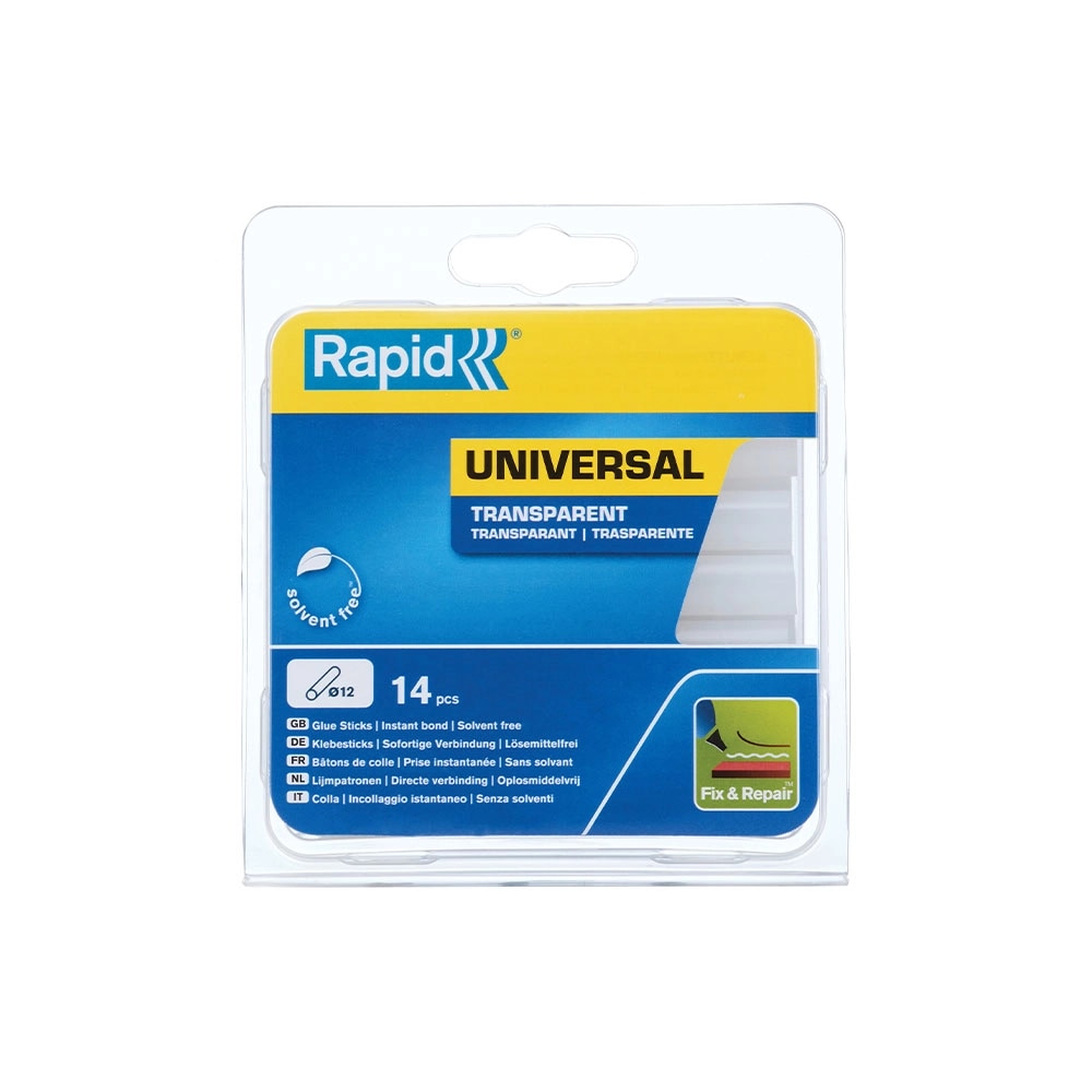 Baton silicon profesional Rapid Universal transparent, Ø12mm x 94mm, baza EVA, 14 buc/blister 40107356