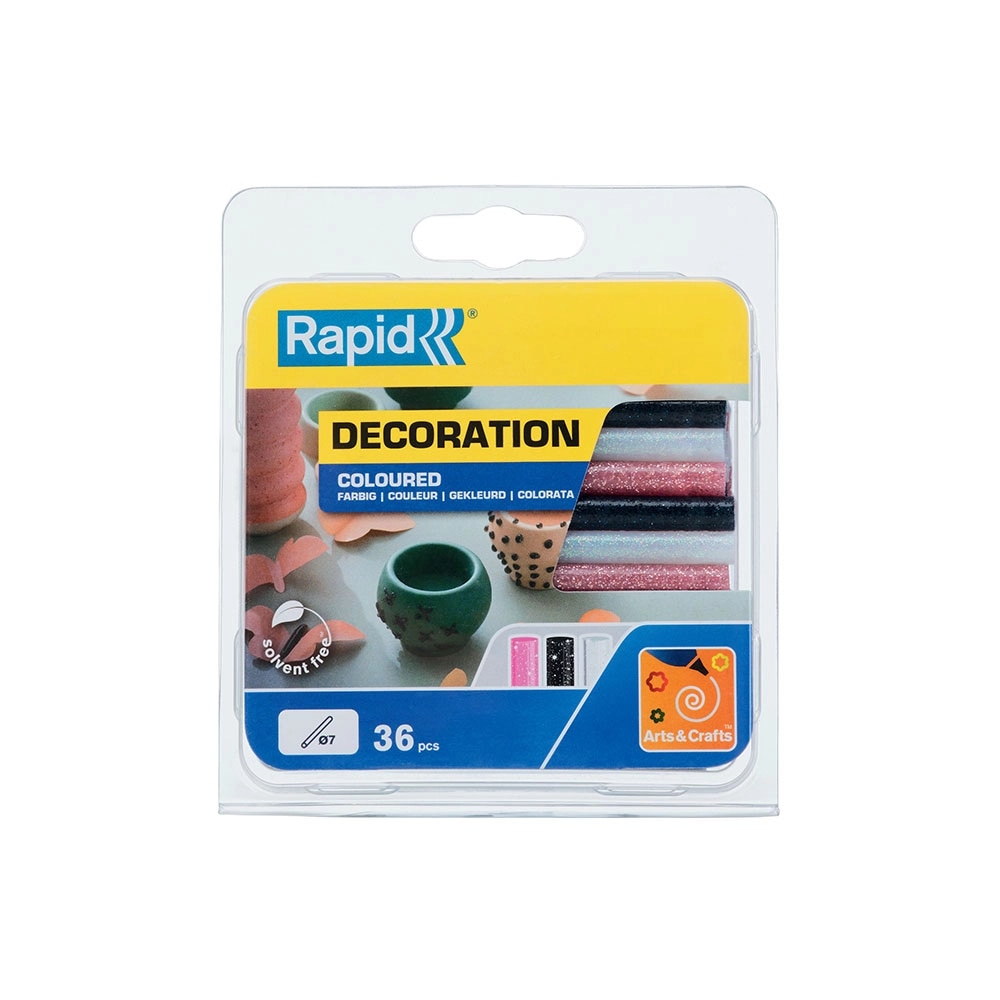 Baton silicon cu sclipici Rapid (alb, roz, negru), Universal, Ø7mm x 90mm, baza EVA, 36 buc/blister 5001422