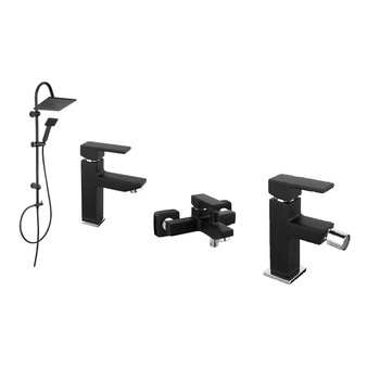 Set Ferro Negru Mat, coloana cu para dus fixa si mobila, baterie cada / dus , baterie lavoar si baterie bideu Set Ferro Negru Mat, coloana cu para dus fixa si mobila, baterie cada / dus , baterie lavoar si baterie bideu