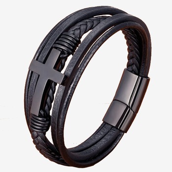 Bratara barbati piele neagra 2 Bratara barbati piele neagra 2