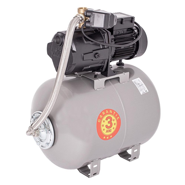 Hidrofor cu pompa autoamorsanta Wasserkonig WSK4348-50, fonta, putere 1000 W, debit 4320 l/h, inaltime refulare 48 m, vas de expansiune 50 litri